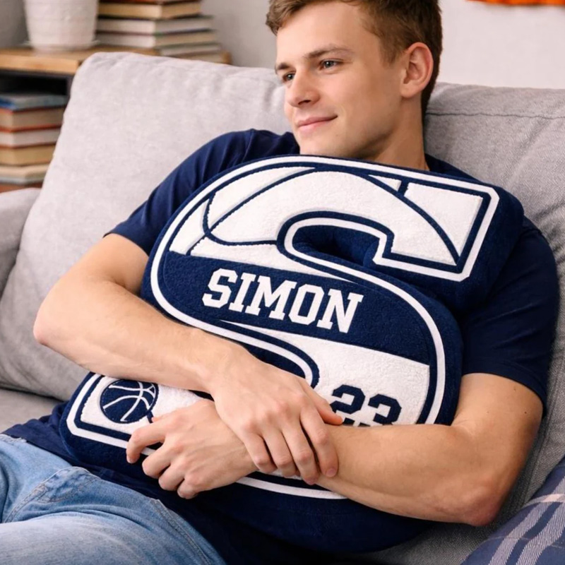Personalized Basketball Letter Pillow College Basketball Gift Customization Name and Jersey Number