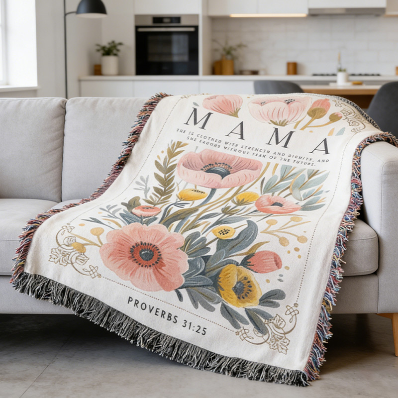 Personalized Mom Woven Blanket Mom Garden Gift for Mom Grandma Custom Name