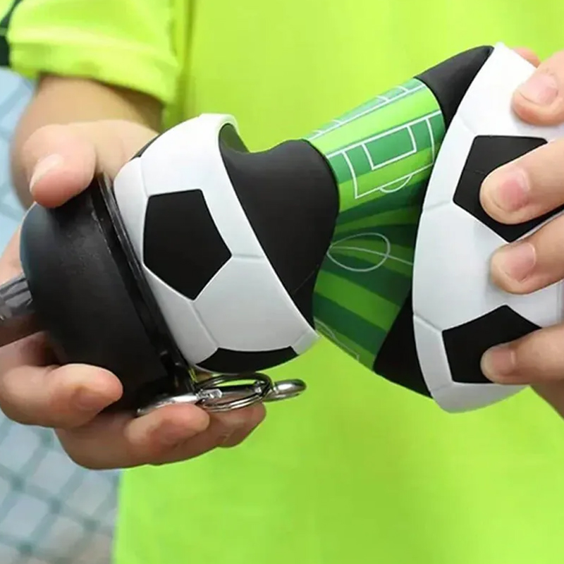 Personalized Foldable Soccer Water Cup Silicone Soccer Sports Water Bottle Custom Name Gift for Soccer Lovers