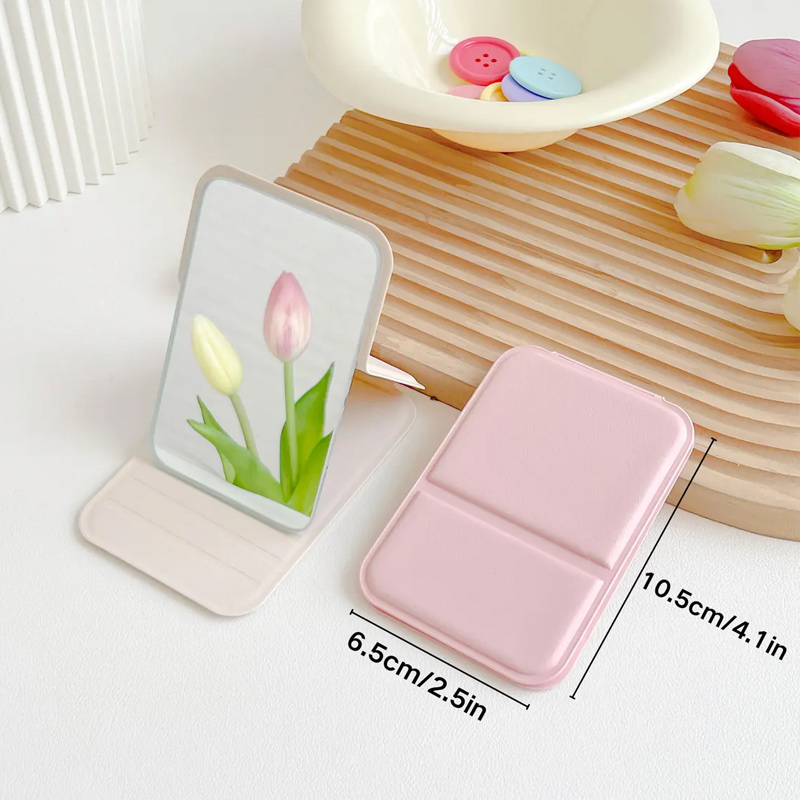 Personalized Square Makeup Mirror Pocket Mirror with Custom Birth Flower and Name Mother's Day Gift