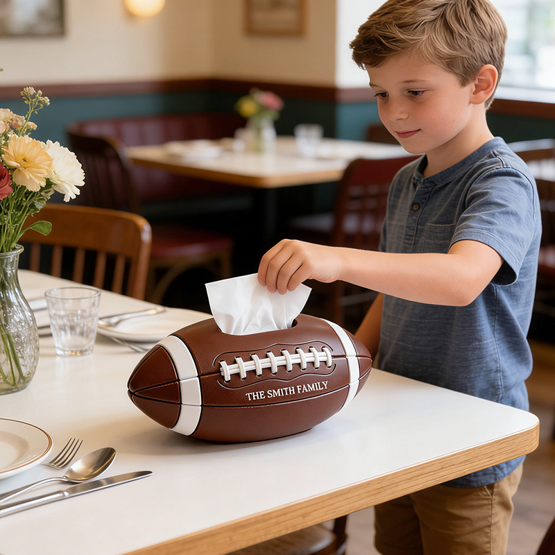 Personalized Football Tissue Box Family Tissue Boxes Football Fan Customized Text Gift for Family