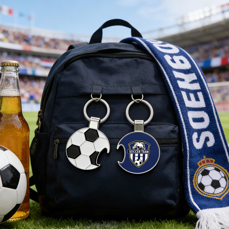 Personalized Bottle Opener Keychains Soccer Keychains and Custom Team Logo Gift for Soccer Fans