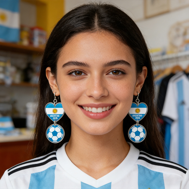 Argentina Flag Earring Soccer Supporter Acrylic Earrings Futbol Gift for Women Cute Jewelry La Albiceleste Jewelry