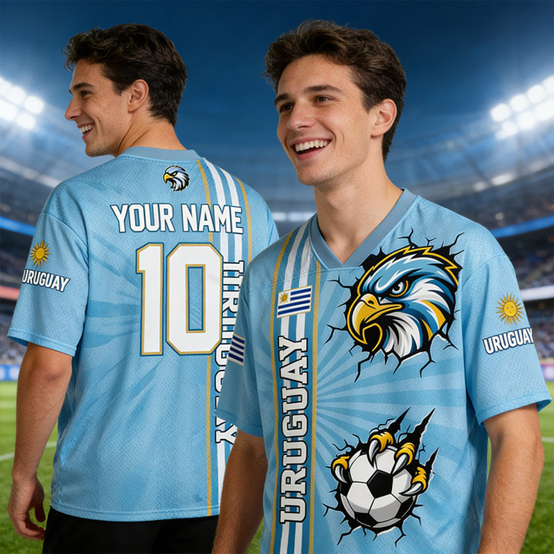 Personalized Uruguay Fan Mesh Jersey Shirt Custom Name Number Soccer T Shirt Eagle Supporter Gift