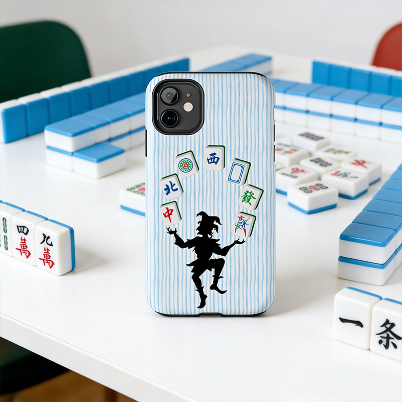 Mahjong Phone Case Juggling Funny Mahjong Joker Tile Design for Mahjong Lovers