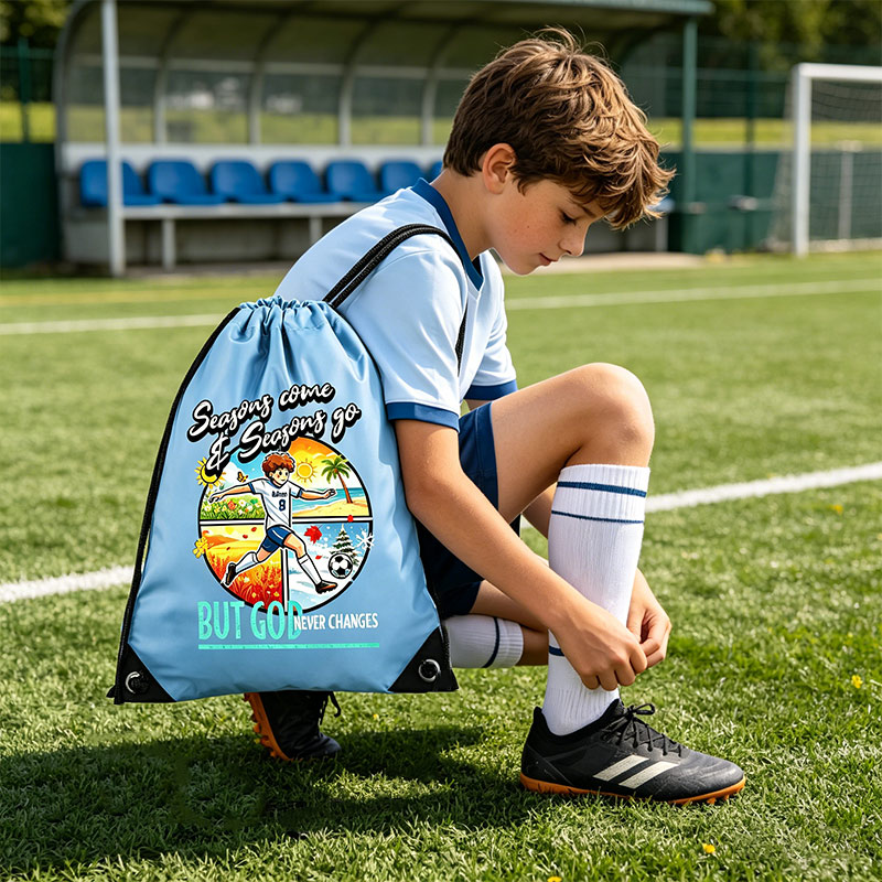 Personalisable Drawstring Soccer Bag Season Come Season Go Customize with Name and Number Gift for Soccer Lovers