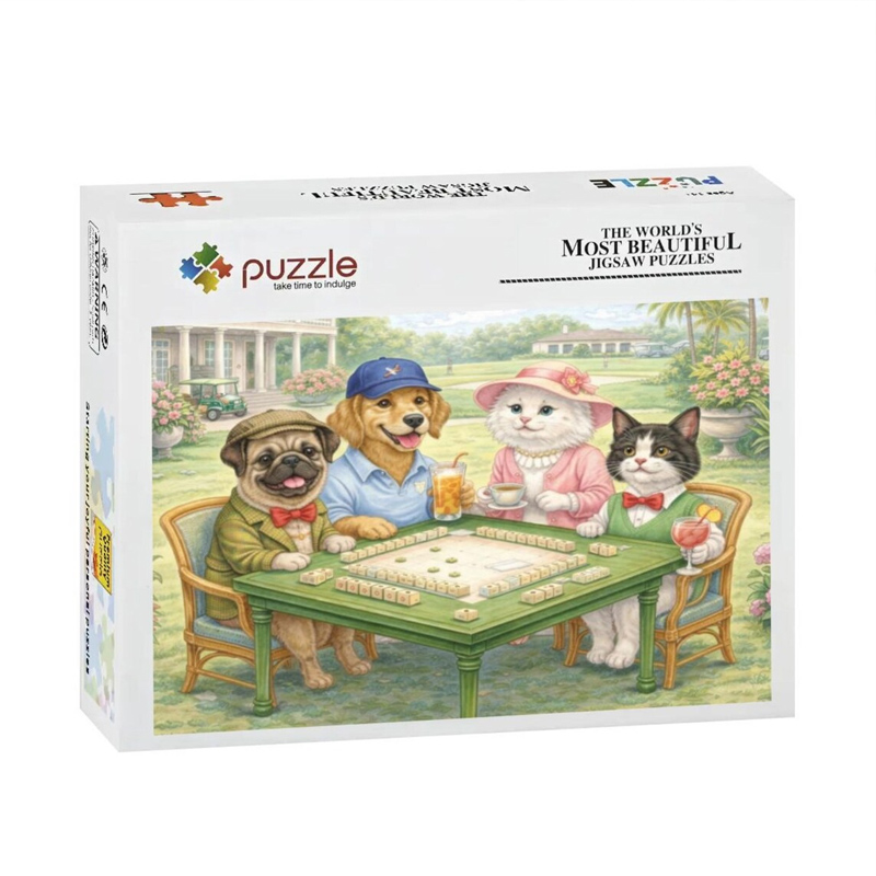 Mahjong Puzzle Cute Animals Country Club Garden Jigsaw Puzzle Pet Mahjong Gift Dog Cat Puzzle Gift