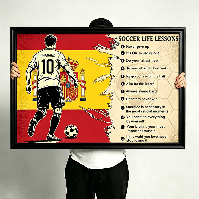 Personalized Soccer Life Lessons Wall Hangings with Custom Country Flag Name and Number  