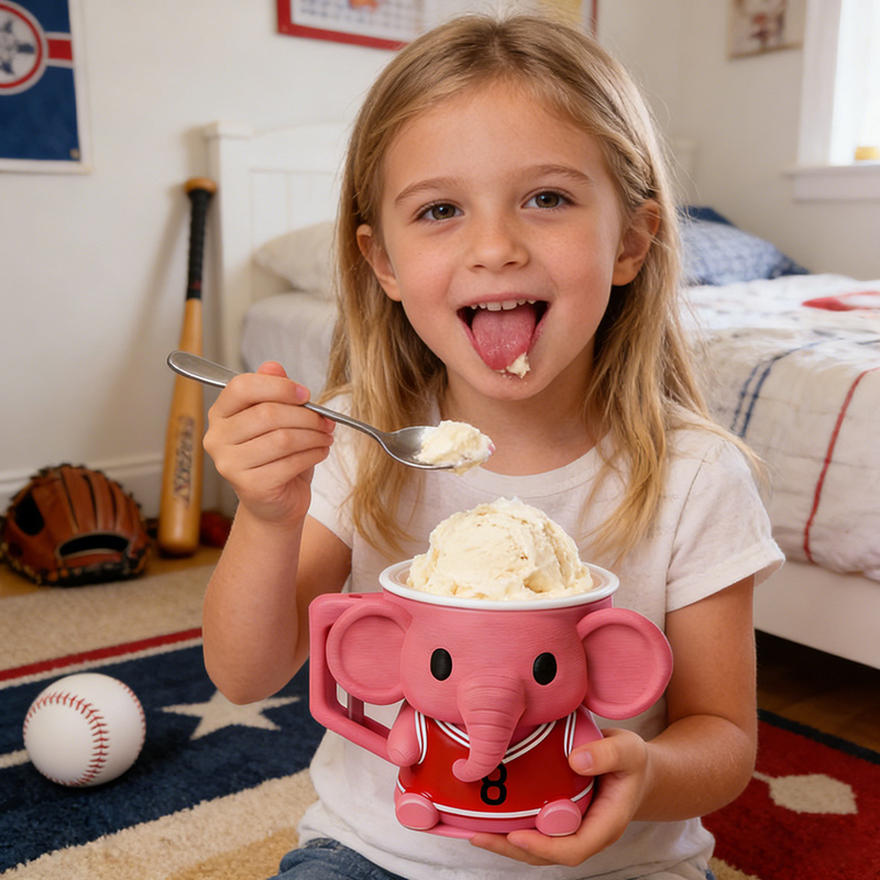 Personalized Jersey Pink Elephant Ice Cream Holder 3D Print Pint Cup for Sport Lovers and Ice Cream Fans