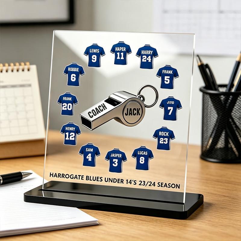 Personalized Soccer Coach Acrylic Plaque Custom Team Name Numbers & Season Thank You Gift