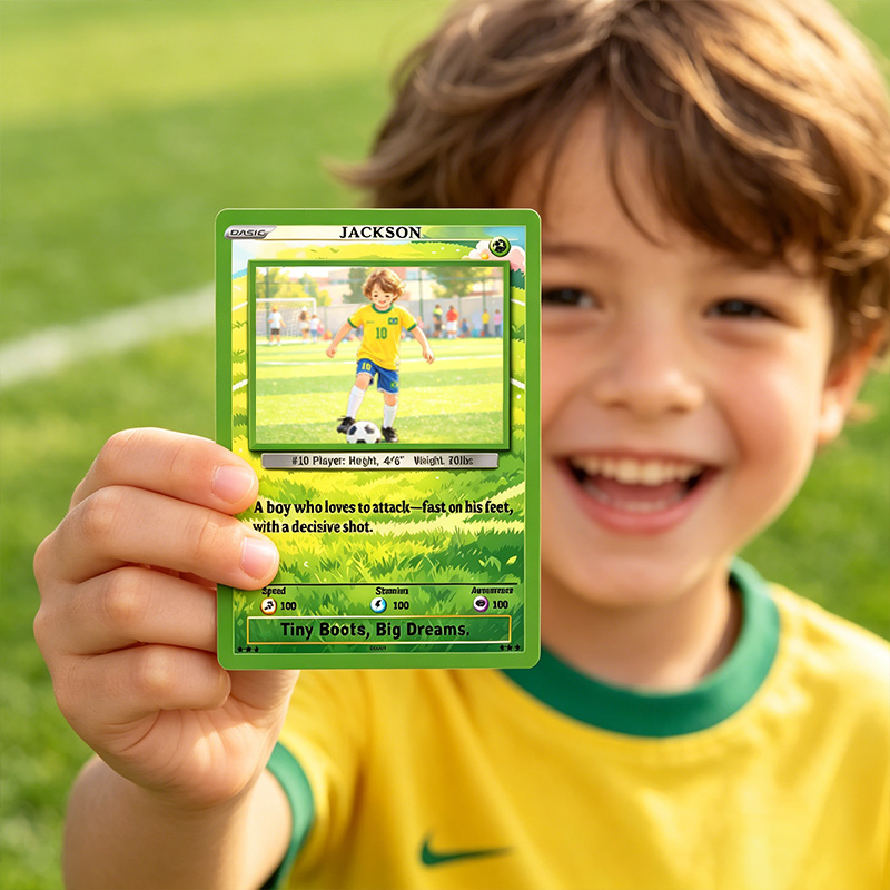 Personalized Funny Classic Card with Photo Glitter Anniversary Game Card Soccer Card Gift for Soccer Player