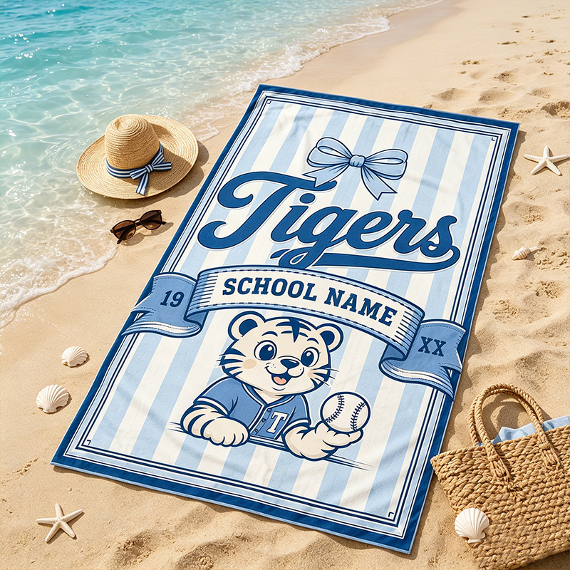 Personalized Campus Mascot Beach Towels Cheer Towels with School and Team Names
