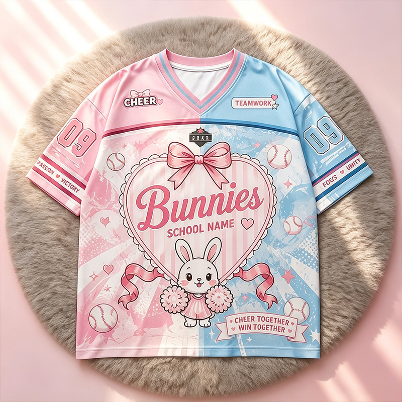 Personalized Cheerleading Mesh Jersey Mascot Cheerleading Jersey Support Jersey with Heart-Shaped Bows Gift for Cheerleaders