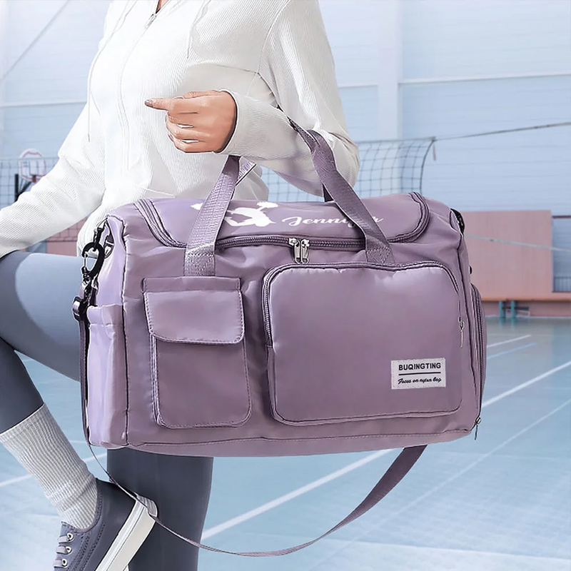 Personalized Cheerleader Silhouette Multi-Compartment Large Travel Bag with Name and Shoulder Strap Cheerleading Gift for Women Girls