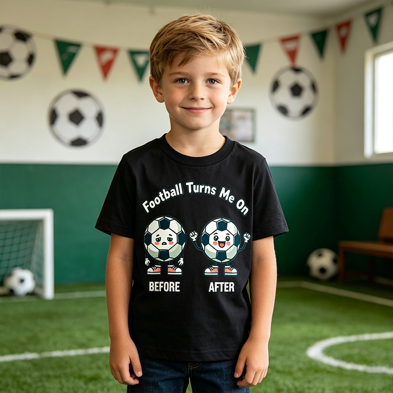 Personalized Football Kid T-shirt Football Turns Me On with Custom Name and Number Gift for Football Little Fans