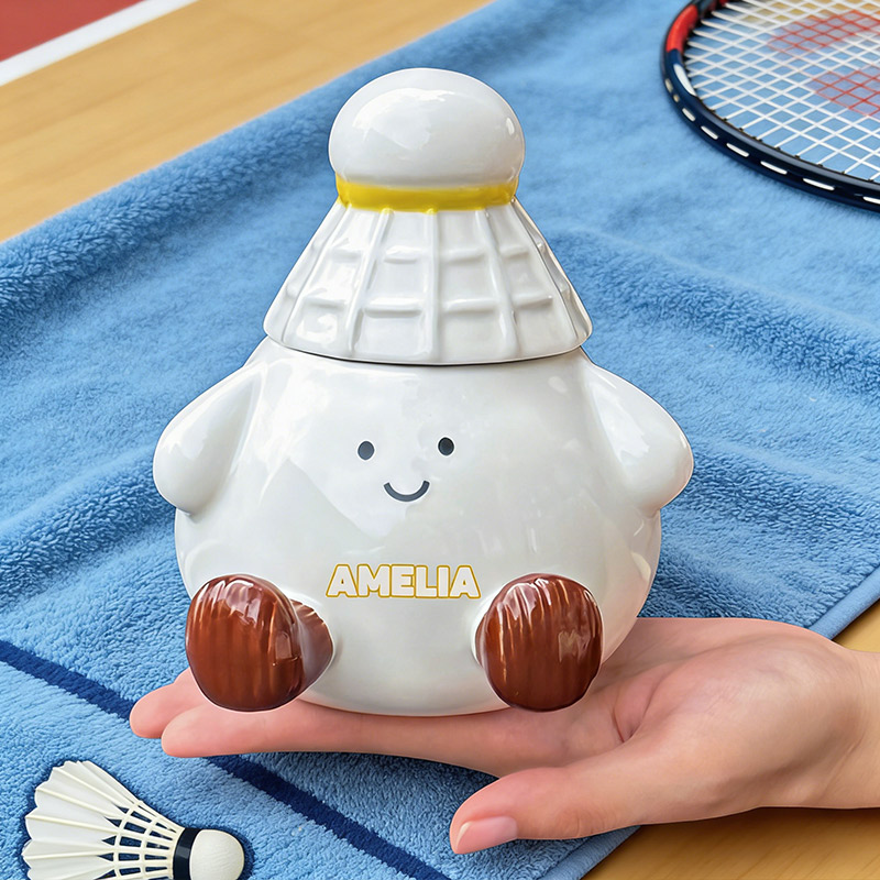 Personalized Badminton Mug Cute Badminton Coffee Cup with Custom Name Gift for Badminton Lovers