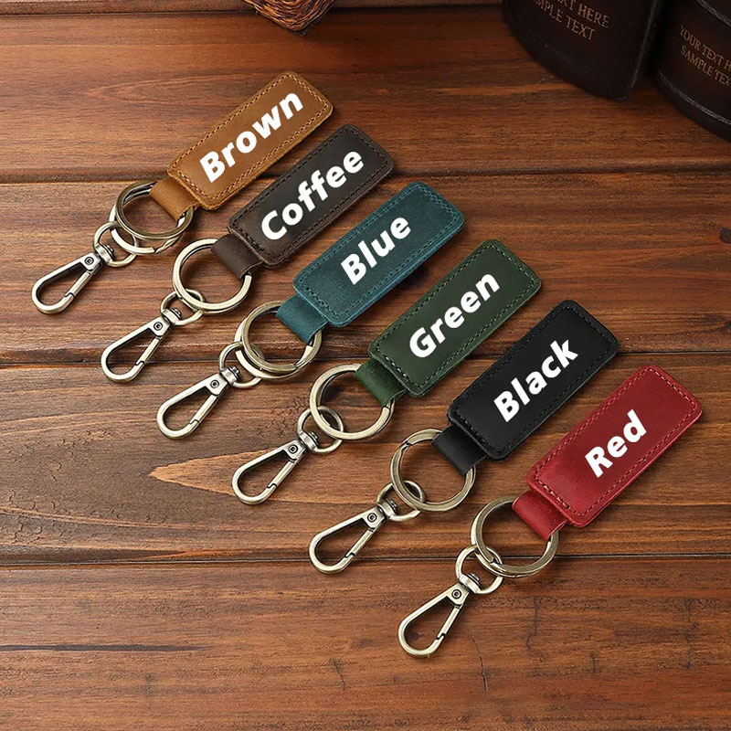 Personalized Leather Hockey Keychain with Custom Name and Number
