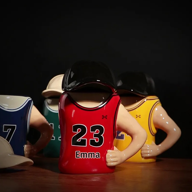 Personalized Jersey Ceramic Mug Basketball Player Jersey Custom Name Gift for Sport Lovers