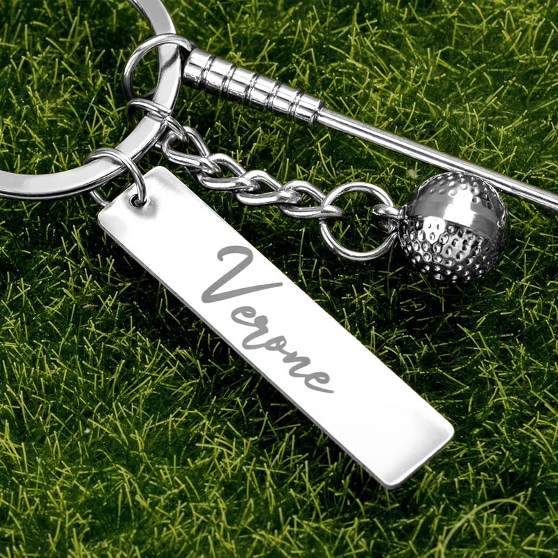 Personalized Golf Ball Clubs Keychain Bag Tag with Engraved Name Anniversary Birthday Club Gift for Golf Lovers