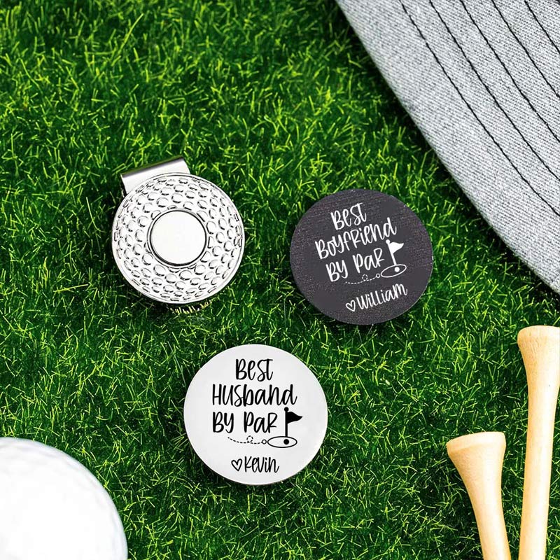 Personalized Best Husband By Par Golf Ball Marker Magnetic Hat Clip with Name Valentine's Day Birthday Gift for Golf Enthusiast