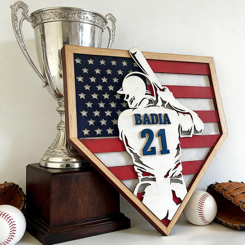 Personalized Baseball Name Sign 3D Baseball Plaque Gift for Baseball Lovers