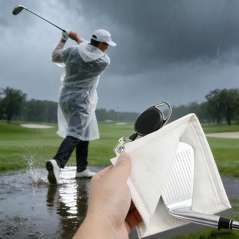 Personalized Leather Absorb Water Golf Towel with Golf Tees Retractable Clip Portable Accessories Birthday Gift for Golf Lovers