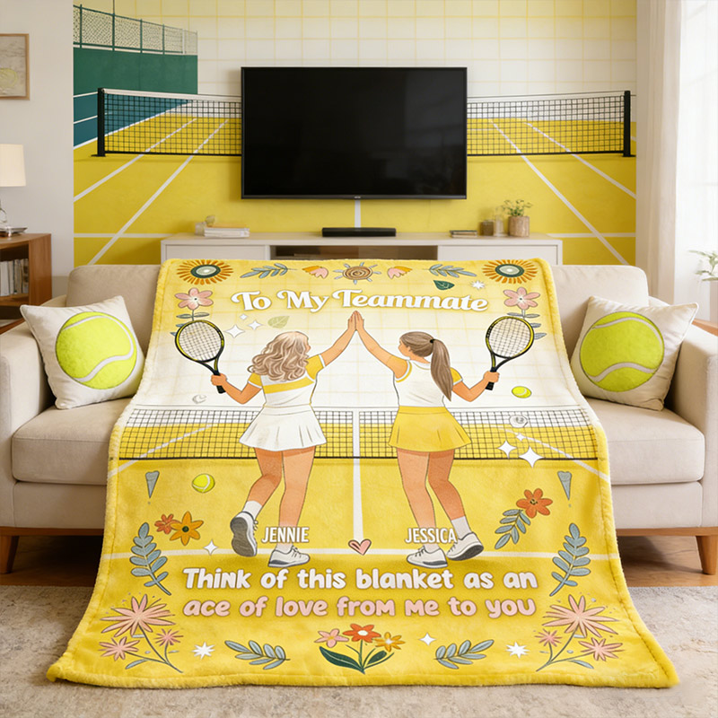 Personalized Tennis Blanket Girl's Tennis with Custom Name Gift for Tennis Lovers