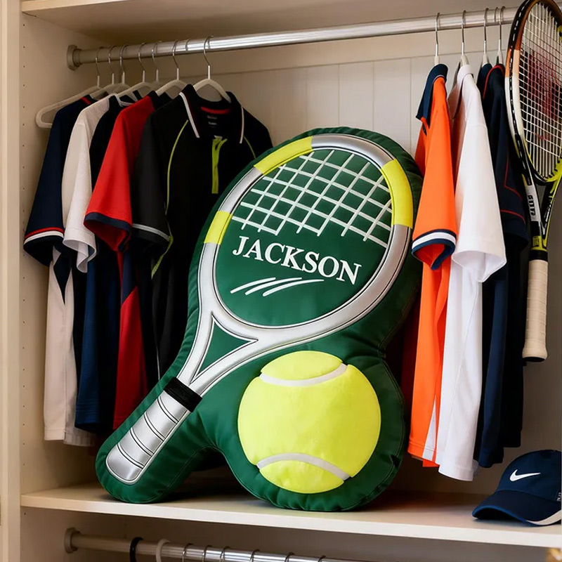 Personalize Tennis Pillow Graphic 3D Print Tennis Racket Tennis with Custom Name