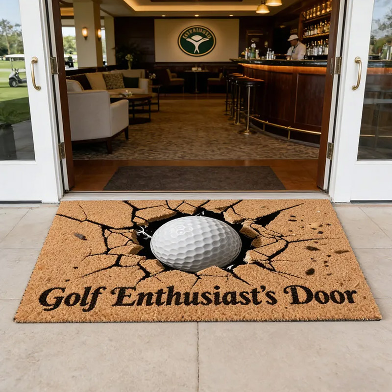 Personalized Golf Doormat  Flat 3D Printing Golf Hole with Customizable Text