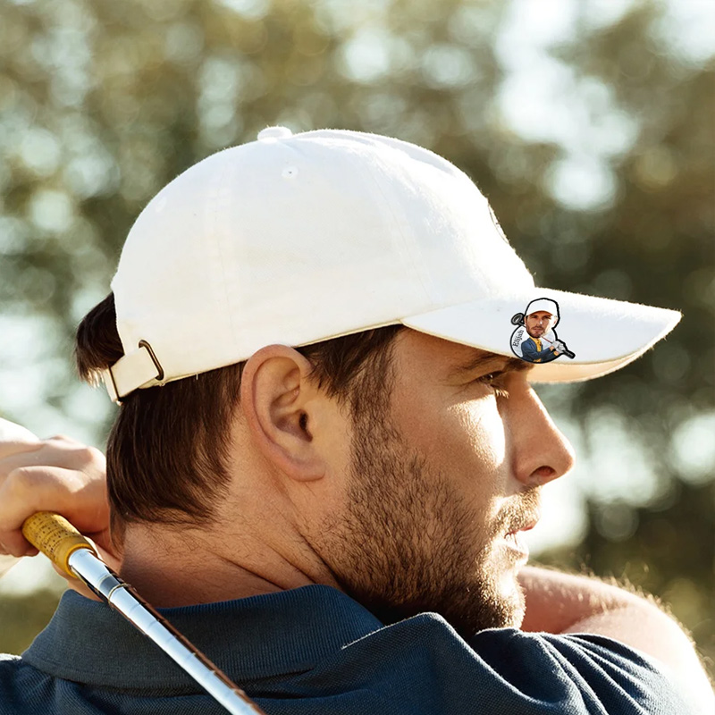 Personalized Face Photo Golf Character Golf Ball Marker Magnetic Hat Clip with Name Gift for Golf Players Lovers
