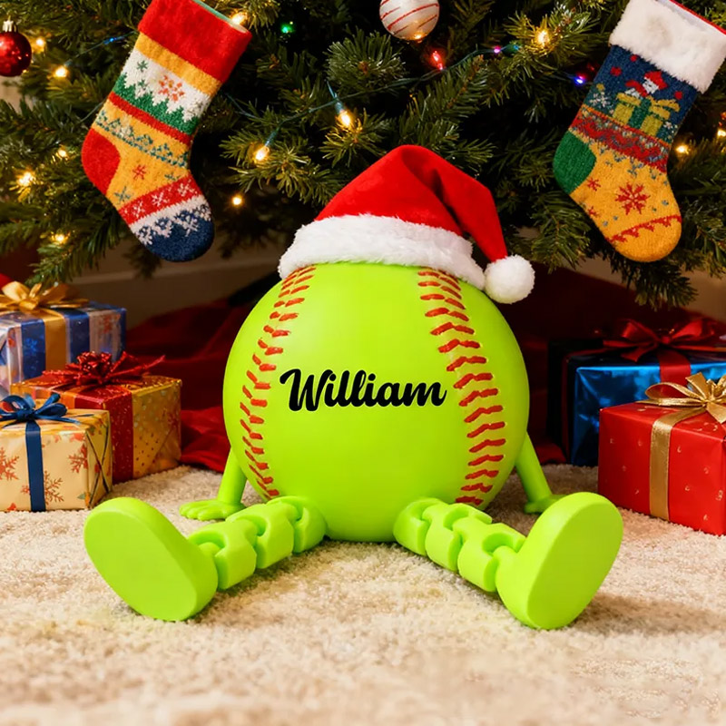 Personalized Softball Decor with Dangling Legs and Custom Name