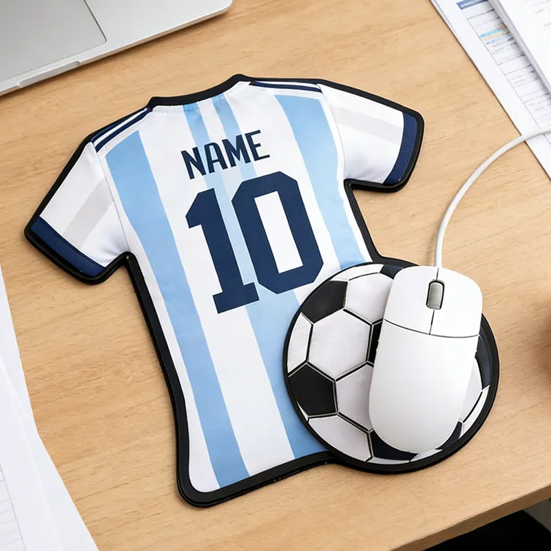 Personalized Soccer Jersey Mouse Pad with Custom Name and Number Design