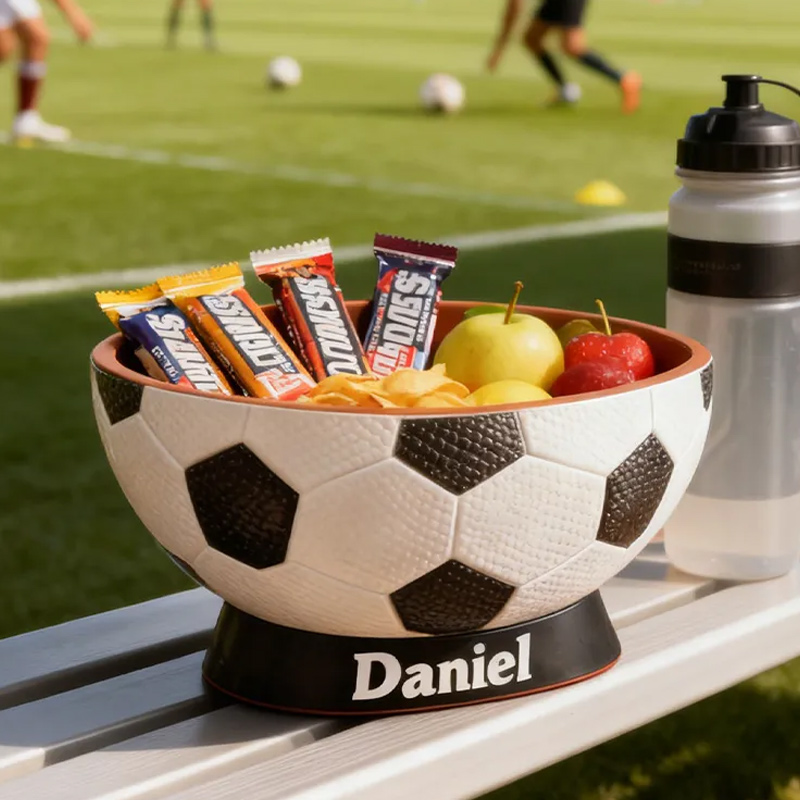 Personalized Soccer Snack Bowl - Custom Name Soccer Shaped Snack Holder for Game Day, Tailgating & Sports Fans