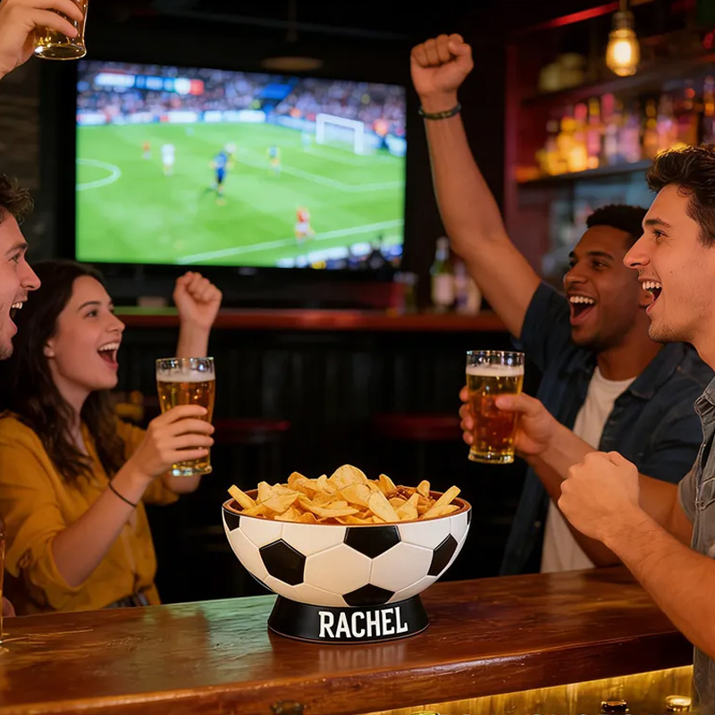 Personalized 3D printed Soccer Ball Snack Bowl with Custom Name TV Snack Bowl Match Day Gift for Football Fans Sports Lover Gift Dad Gift