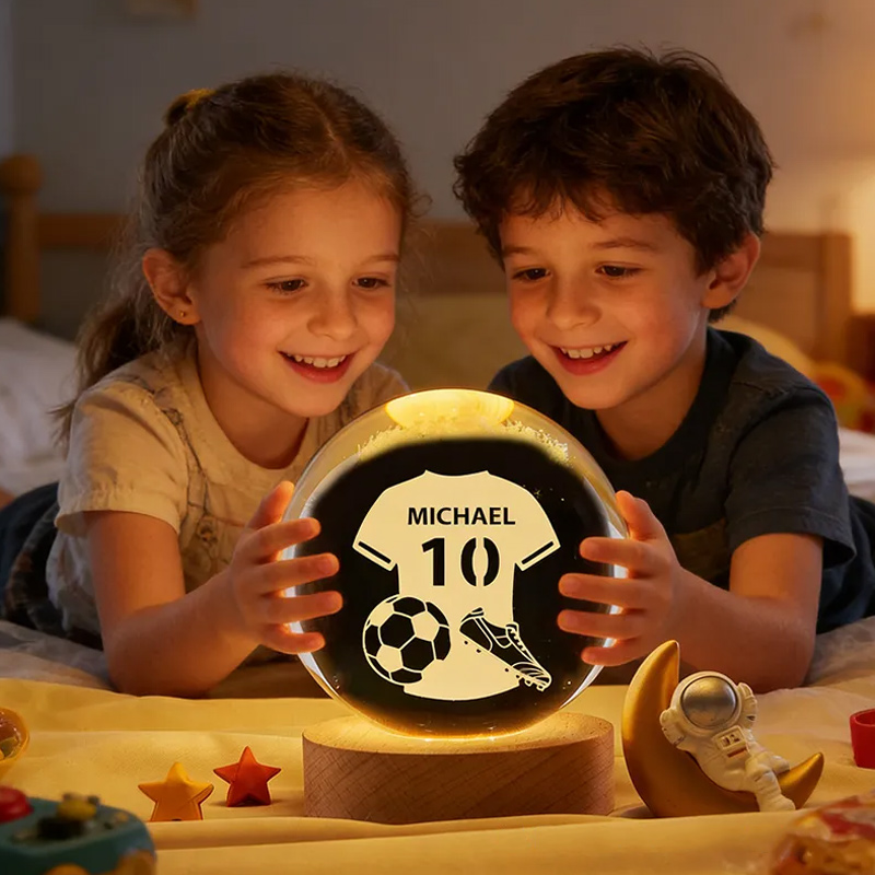 Personalized 3D Soccer Crystal Ball with Custom Name and Jersey Number for Fans and Athletes