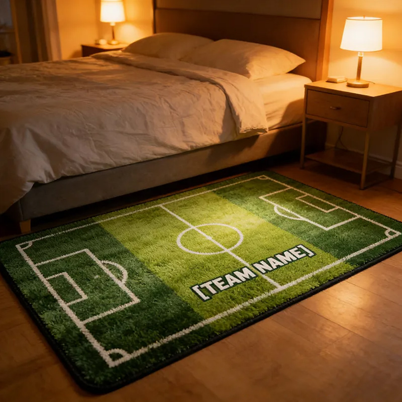 Personalized Soccer Field Rug with Custom Team Name for Kids' Rooms