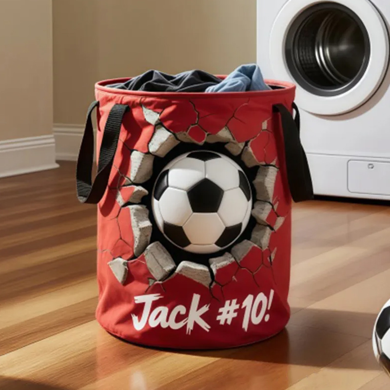 Personalized Soccer Storage Basket with Custom Name and Number Design for Fans
