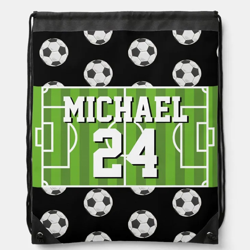 Personalized Soccer Drawstring Bag with Custom Name and Number for Soccer Fans