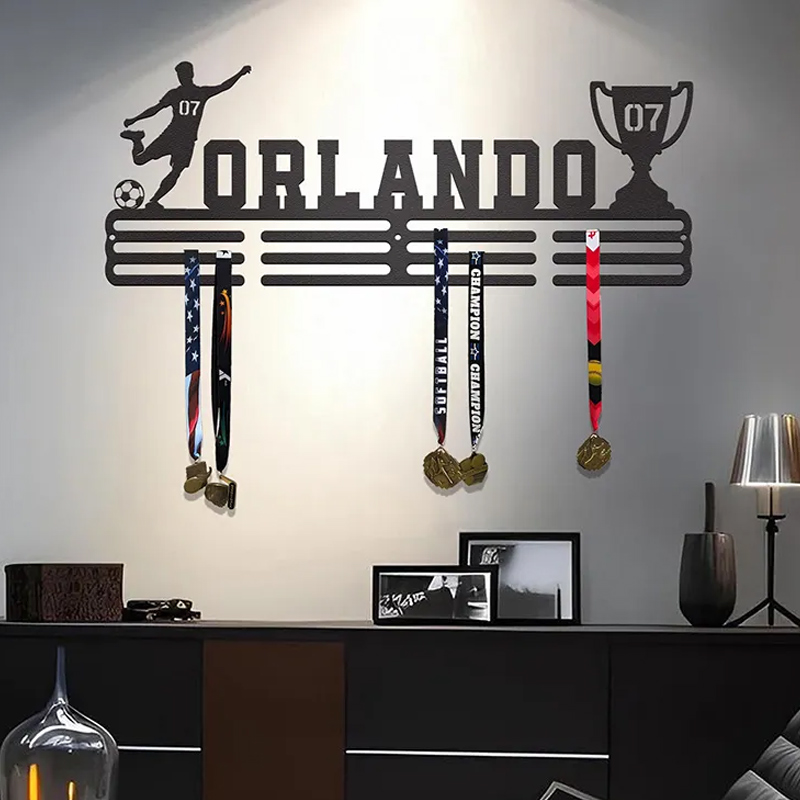 Personalized Soccer Medal Holder with Custom Name and Player Design for Soccer Player and Lover