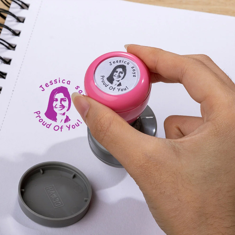 Personalized Face Portrait Self-Inking Teacher Stamp with Text Grading Stationery Back To School Thank You Gift for Teacher
