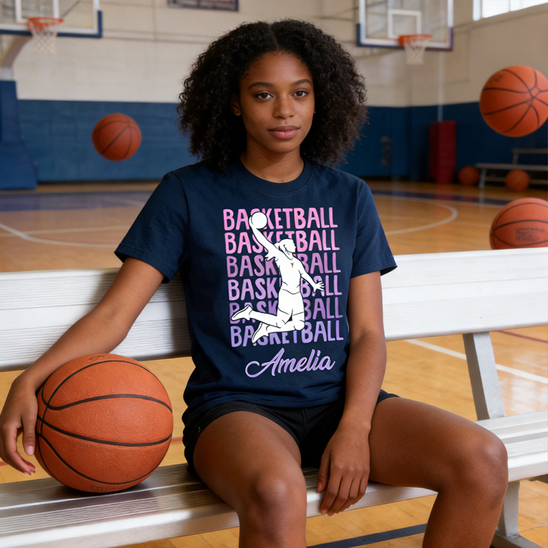 Personalized Basketball T-Shirt Women's Basketball Dunk Basketball Lovers Custom Name