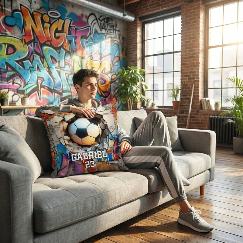 Personalized Ball Sport Design Soft Throw Pillow Cover with Name and Number Home Decor Birthday Gift for Ball Players Lovers