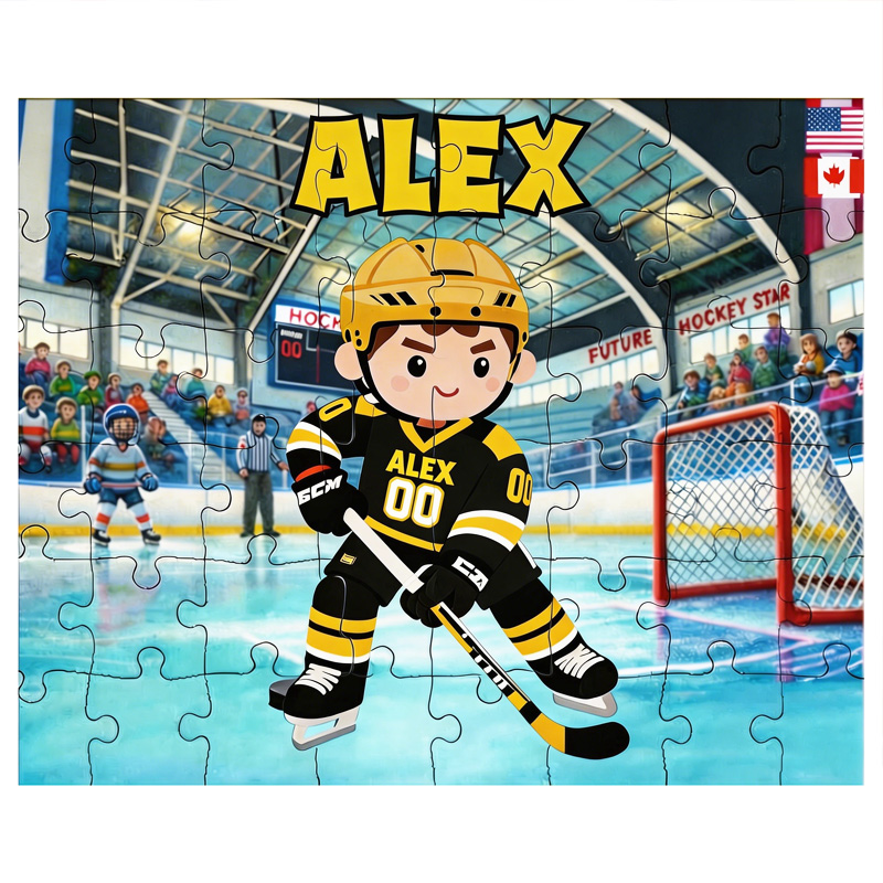 Personalized Hockey Puzzle Ice Hockey Player with Custom Name and Number Perfect Gift for Hockey Enthusiasts