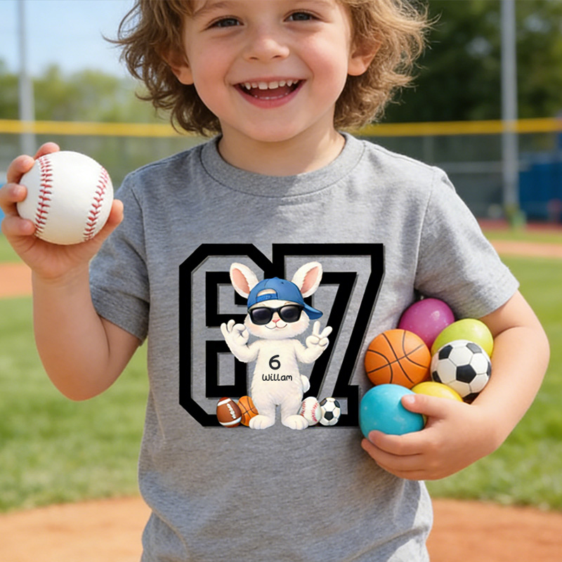 Personalized Easter 67 Sports Kids T-Shirt Bunny 67 Sports Easter Eggs with Custom Name and Name