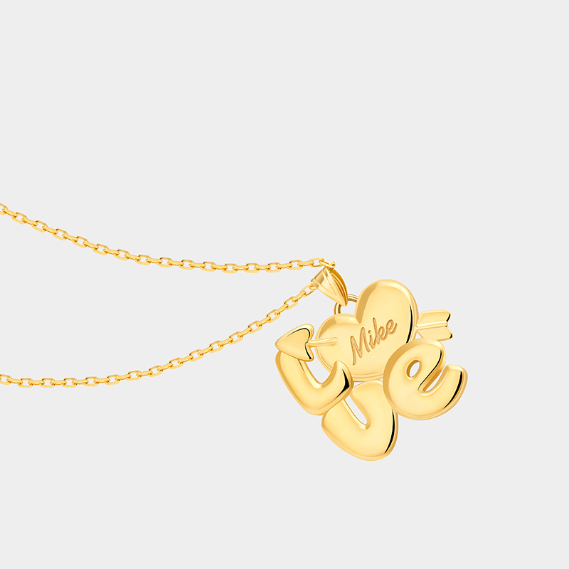 Personalized Custom Name Love Necklace Heart and Arrow Design 925 Sterling Silver or Gold Plated Personalized Engraved Pendant Romantic Gift for Her 925 Sterling Silver 