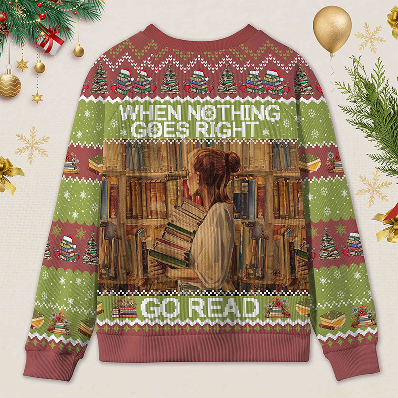 Personalized Reading Heals All Ugly Sweater Librarian Gift Holiday Gift for Book Lovers