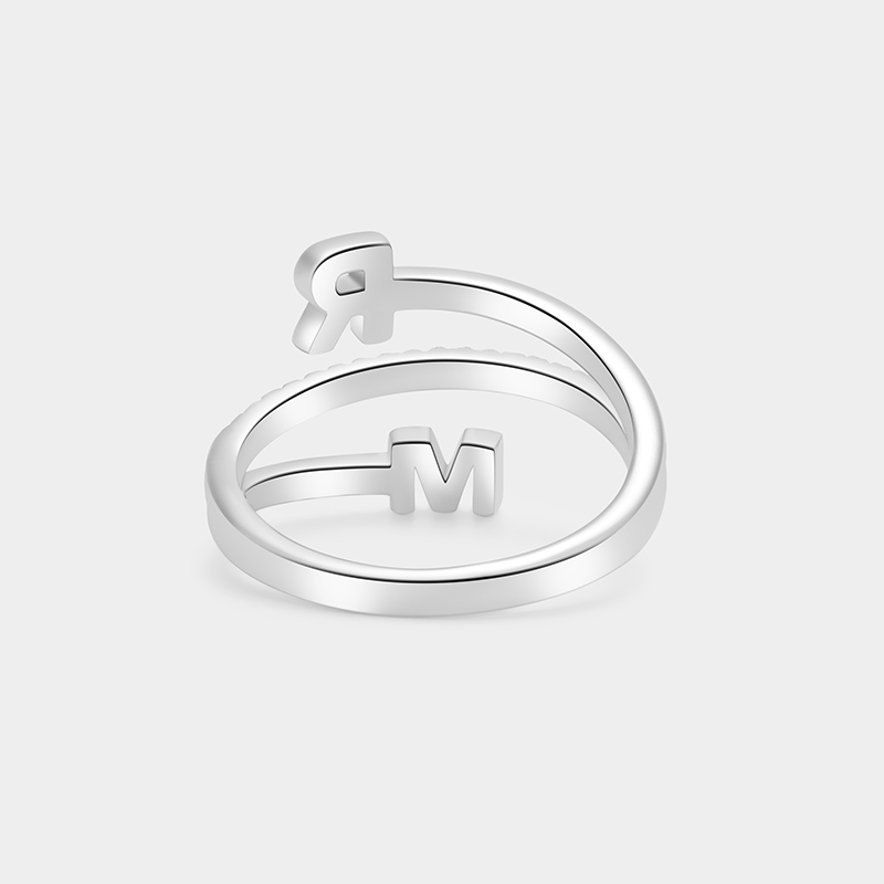 Personalized Double-Letter Triple-Band Ring 925 Sterling Silver Engraved Couple's Jewelry Gift For Her