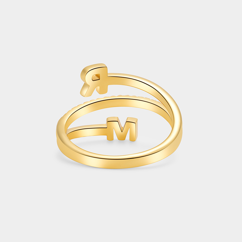 Personalized Double-Letter Triple-Band Ring 925 Sterling Silver Engraved Couple's Jewelry Gift For Her