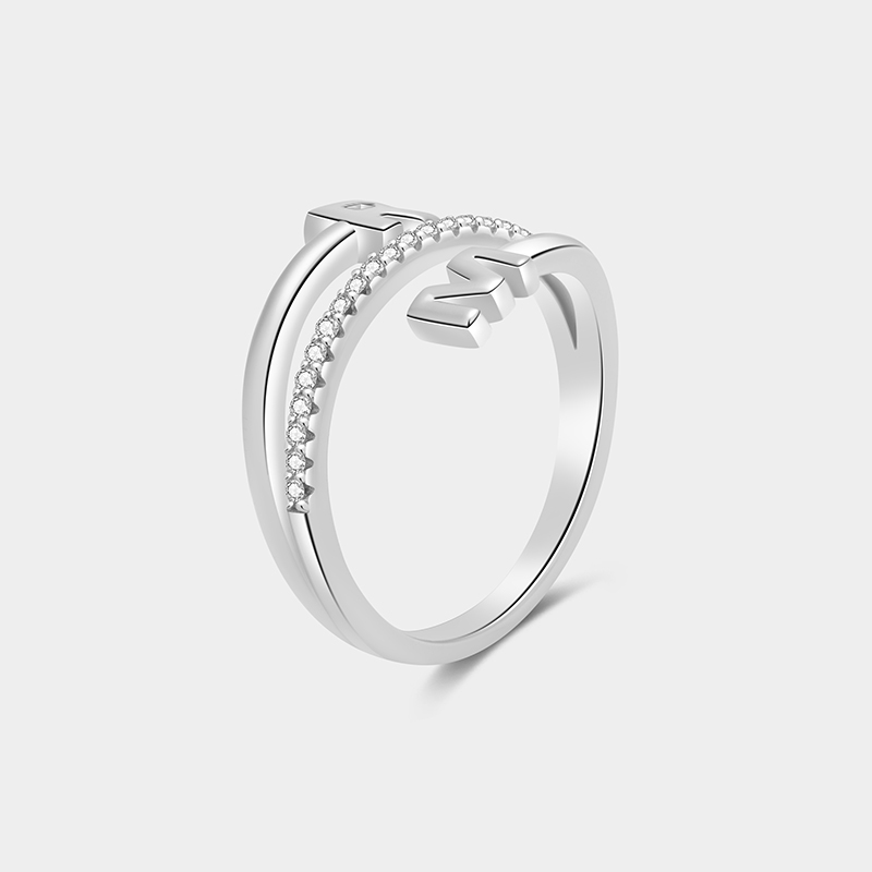 Personalized Double-Letter Triple-Band Ring 925 Sterling Silver Engraved Couple's Jewelry Gift For Her