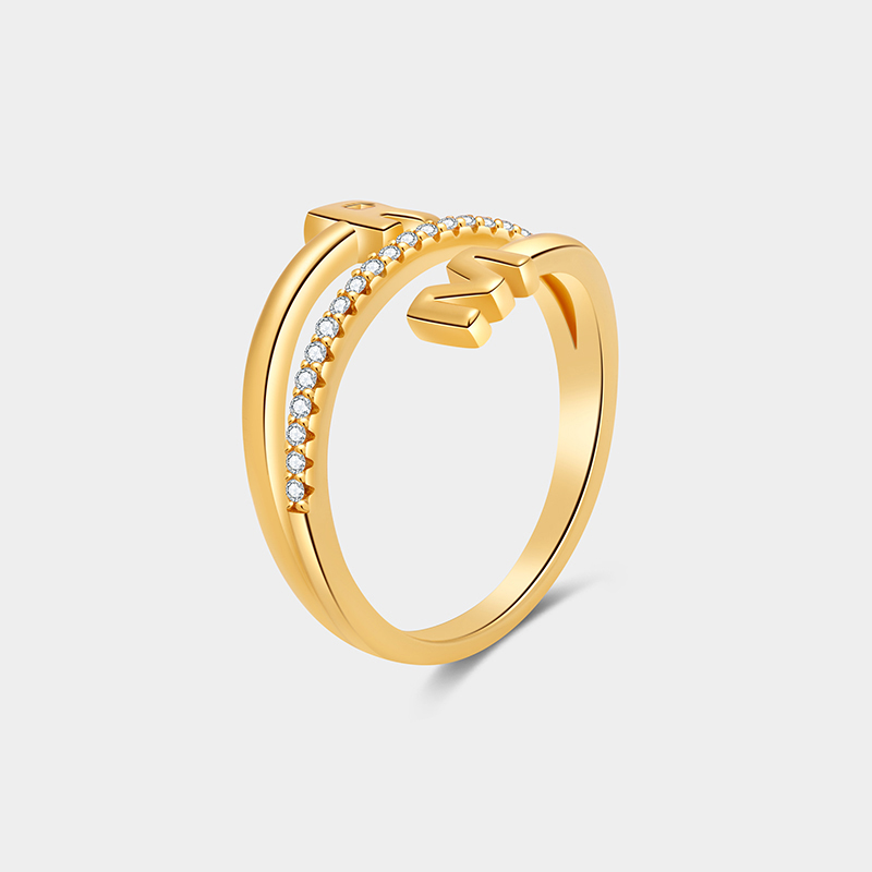 Personalized Double-Letter Triple-Band Ring 925 Sterling Silver Engraved Couple's Jewelry Gift For Her